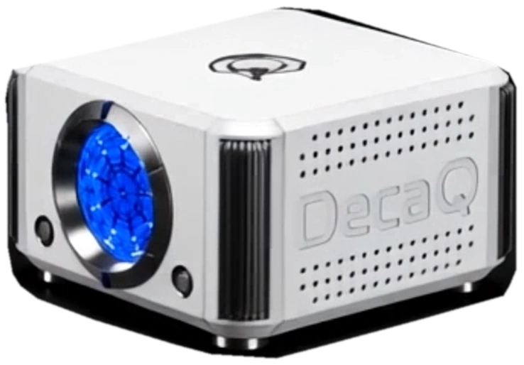 Q400 compact white desktop system with a blue illuminated front, supplied product image